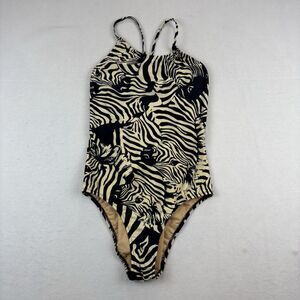 Crewcuts By J Crew Zebra Print Bathing Suit Girls Youth 16 One Piece Open Back